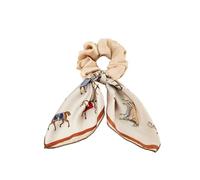 Serpentin chouchou imprimé ruban transparent pour cheveux avec fleur et saucisse, orange laiteux