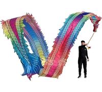 Serpentin de ruban de danse du dragon avec sac de voyage, ruban chinois lavable, exercice carré Dragon Poi, 8 m/10 m (couleur : rouge, taille : 8 m)