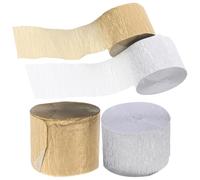 Serpentin en Papier Crépon Coloré 4 Rouleaux Argenté et Or