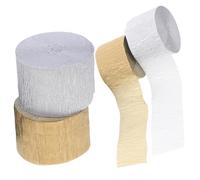 Serpentin en Papier Crépon Décoratif 4 Rouleaux Argenté et Or