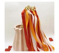 Serpentin Mariage Bâtons de banderoles de mariage, 50 pièces, baguette de ruban tourbillonnant avec cloches, décoration de mariage sur pelouse, accessoires de fête de joyeux anniversaire(Orange)