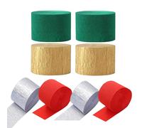 Serpentins en Papier Crépon 4 Couleurs Noël Papier Décoratif 4,5 cm x 25m Banderoles de Fête Papier Crépon pour Fête Papier pour Décorations de Noël,Arts Créatifs(8 Rouleaux)