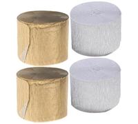 Serpentins en Papier Crépon, 4 Rouleaux Décoratifs Argenté Or