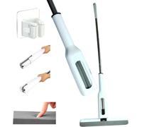 Serpillère autonettoyante mains libres - Serpillère pliable pour sols, murs et carreaux - Tête flexible haute performance, douce à sec et humide - Sans seau avec support mural sans perçage