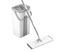 Serpillère plate et seau, utilisation humide et sèche en microfibre - Seau avec essoreur pour bois dur