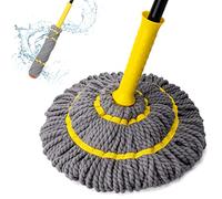 Serpillère torsadée à essorage Automatique pour Nettoyage des sols avec Manche de 144,8 cm de Long, Balai Robuste pour Bois Dur, Vinyle, carrelage, marbre, stratifié, Maison, Bureau, Cuisine, Gris