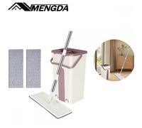 serpillière microfibre pliable-MENGDA-Balai serpillère raclette intégrée en seau essoreur-2 Chiffons mops-pour Nettoyage de So