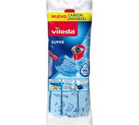 Vileda Serpillère Super Mop laminée à ancrage universel – 100% microfibre bleue