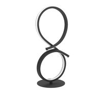 Eglo Lampe de chevet LED Serpins, lampe de table incurvée, déco chambre et | salon, luminaire à poser en métal noir et plastique blanc, blanc chaud, H 40,5 cm