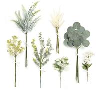 Serra Flora Lot de 46 tiges de Verdure Artificielle avec 7 Types de Pics de Verdure Artificielle pour Bouquets de mariée, Arrangements Floraux, centres de Table de fête