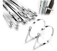 Serrage Autobloquant Inox - Lot de 50 Attaches 400mm pour Câbles Groupés, Échappements et Clôtures