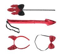 Serrage-tête à Cornes D'halloween, Nœud, Queue, Baguette, Fête Halloween | Kit Cosplay Léger et Confortable, Cornes Scintillantes, Réglage Ajustable, pour Femmes et Filles