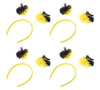 Serrage-tête Abeille 4 Pièces, Polyester et Ps, Style Festif, Jaune | Pompons Doux et Aspect Moelleux, Léger et Polyvalent, pour Filles et Adultes, Printemps, Fêtes de Famille