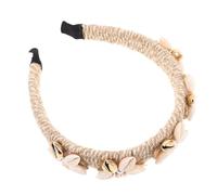 Serrage-tête Coquillages en Jute Beige pour Femme, Style Plage Chic | Décorations de Coquilles Délicates, Structure Robuste et Format Pliable, en Vacances ou Fête Nuptiale