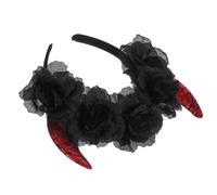 Serrage-tête D'halloween Fleur Cornes Diable Noir Fête Halloween | Maille et Tricot, Style Classique, Confortable à Porter, Usage Fête et Halloween