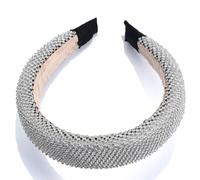 Serrage-tête Large en Cristal Argenté, Bandeau Pailleté Élégant | Pierres , Léger et Indéformable, pour Fête et Costume, Style Délicat, Touche Festive