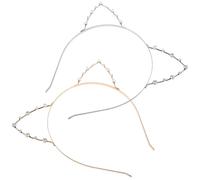 Serrage-tête Oreilles de Chat avec Cristaux 2pcs Fête Halloween | Alliage Léger, Lot de Deux, Usage Quotidien et Mariages, Style Chic et Facile à Assortir