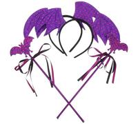 Serrage-tête Oreilles de Chauve-souris Adulte, 2 Set, Pourpre, Gauze | Bâton de Fée Inclus, Style Chauve-souris Ludique, pour Costumes et Spectacles, Confort Visuel