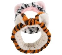 Serrage-tête Oreilles de Tigre en Peluche pour Visage, Lot 2 Pièces | Bandes Réglables, Blanc et Jaune à Motif Rayé, Usage Lavage, Bain, Cosplayers Femmes
