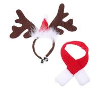 Serrage-tête Renne pour Chien de Noël, Ensemble Deux Pièces en Peluche | Écharpe Assortie, Usage Fête Spéciale, pour Chien et Animal, Finition Soignée, Style Respirant