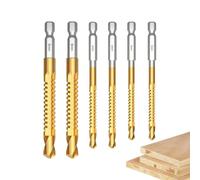 Serrated Spiral Titanium Coated Tools Twist Drill Bit 6 Pieces | Serrated Drill Bits For Metal Woodworking Garage Workshop Work Automotive Car Industrial Home Improvement