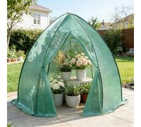 Serre 240 x 200 x 240 cm avec porte zippée - Serre en film résistant à l'hiver - Structure en acier solide - Moustiquaire - Structure conique pour tomates et légumes - Vert