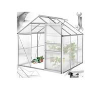 Serre de jardin - TECTAKE - Serre d'extérieur en polycarbonate surface 5,85 m³ porte coulissante 185 x 190 x 195 cm sans fondation