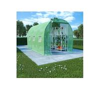 vidaXL Serre Tente Abri Plantes Serre à Fleurs Serre à Plantes Serre de Jardin Serre d'Extérieur 6,86 m² Vert Tissu PE 48164
