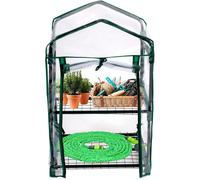 Kinzo Garden Serre en Plastique - Petite Serre de 2 étagères - 50 x 45 x 80 cm - Transparent avec des Accents Verts