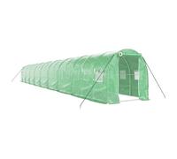 Serre à cadre en acier, Vert, 36 m², 18x2x2 m | Construction en acier, surface 36 m², dimensions 18x2x2 m, couleur verte, culture de légumes et d'herbes
