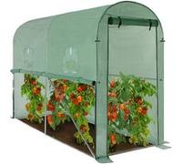 IDMarket – Serre à tomates relevable 3 m² verte, 2 fenêtres, moustiquaire, porte zippée