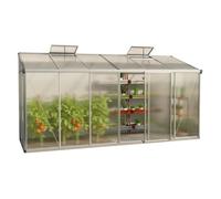 Serre adossée - GFP - EDEN 436 x 147 cm - Panneaux polycarbonate 10 mm - Fenêtres de toit - Porte coulissante