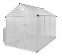 Serre Aluminium Polycarbonate 4,6m² avec Cadre Base pour Jardin | Double paroi isolante, résistance -20℃ à 70℃, drainage intégré, ventilation toit, installation facile, usage amateur
