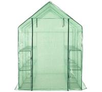 Serre avec 12 étagères en Acier 143x214x196 cm pour Jardin | Couverture rip-stop anti-UV, porte zippée, montage facile, usage saisonnier, structure stable