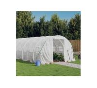 vidaXL Serre avec cadre en acier blanc 30 m² 10x3x2 m, polytunnel, serre à cadre froid, serre pour tomate, serre de jardin, 3188053