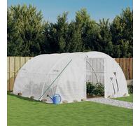 vidaXL Serre avec cadre en acier blanc 64 m² 16x4x2 m, polytunnel, serre à cadre froid, serre pour tomate, serre de jardin, 3188078