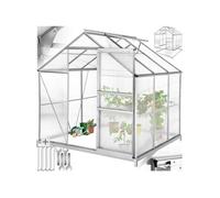 Serre de jardin - TECTAKE - Serre d'extérieur en polycarbonate surface 5,85 m³ porte coulissante 185 x 190 x 195 cm avec fondation