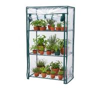 Relaxdays Serre Balcon, Lot de 2, Film PVC, Acier, HxLxP 80 x 46 x 24 cm, Serre tomates 3 étages, Vert/Transparent