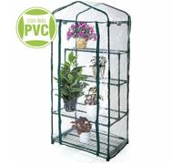 VERDELOOK - Serre avec 2+2 étagères et toile PVC transparente avec ouverture à charnière, 69x49x157 cm, serre de jardin et de balcon, pour la protection des plantes, pour le jardinage, métal peint