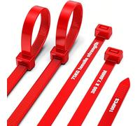 Serre Cable 300 mm x 7,6 mm- Attache Cable Résistance à La Traction 75 kg, 100 Pièces Serflex ultra Résistant aux UV, Pour la Famille, Jardin, Atelier, Gestion des Câbles (Rouge)
