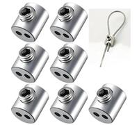 Serre Cable Acier Clips réglables for câbles métalliques en acier inoxydable, 10 pièces, avec doubles trous métal, for la maison, le bureau, Camping plein air