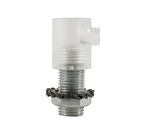 Serre-câble cylindrique en plastique avec tige, écrou et rondelle - Transparent