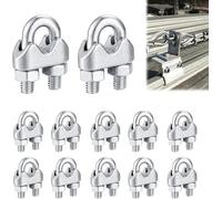 Serre Cable Inox 3mm, 12 Pièces Cmétalliques M3 Pince de Câble Métallique U pinces, Attaches pour Câbles Métalliques Acier Inoxydable, pour Corde à Linge, Auvent et Fixation(M3)
