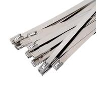 Serre Cable Inox Collier de serrage for câble d'échappement multi-usages en acier inoxydable 304, 10 mm, 0,39 pouce, autobloquant(50PCS,10x200mm)