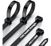 Serre Cable Noirs 400mm × 7,6 mm - Attache Cable Résistance à La Traction 75 kg, 100 Pièces Serflex ultra Résistant aux UV, Pour la Famille, Jardin, Atelier, Gestion des Câbles