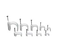 Serre-câbles avec clous en acier, Clips à Ongles for Câble Rond en Plastique Blanc Plat 4-16mm 100pcs(Flat 12mm)