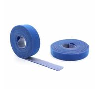 Serre-câbles bleus réutilisables à crochets et boucles, largeur 10/15/20/25 mm, sangles en nylon autocollantes, support de fil, ruban de gestion - Bleu x 10 rouleaux - Largeur 20 mm