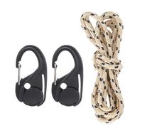 Serre-Cordon Pour Tente De Camping, Crochet De Cravate En Plastique Léger Avec Mousqueton Et Corde, Accessoire Pour Tentes D'extérieur, 2 Pièces