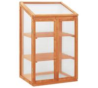 Serre de 60 x 45 x 100 cm en bois de sapin massif et panneaux PC, avec 2 étagères et couvercle rabattable pour un arrosage facile, idéale pour les herbes, les plantes et les fleurs dans le jardin.