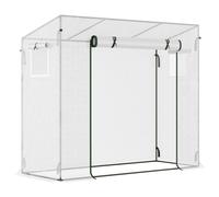 Serre De Jardin 2 Fenêtres Moustiquaires Porte Enroulable Zippée Dim. 200 X 76 X 168 Cm Acier Pe Blanc